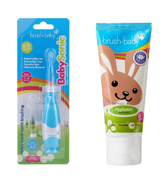 Акционный набор зубная паста Brush baby 0-3 года, 50 мл + Электрическая детская зубная щетка Brush baby Baby НФ-00000954 фото