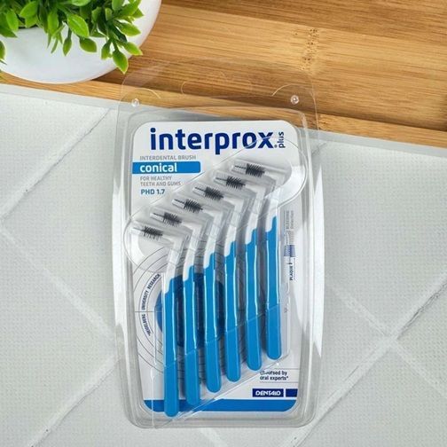 Набор межзубных ершиков DENTAID INTERPROX PLUS 2G Conical L-образных 1,7 мм (Испания), 6 шт НФ-00000986 фото