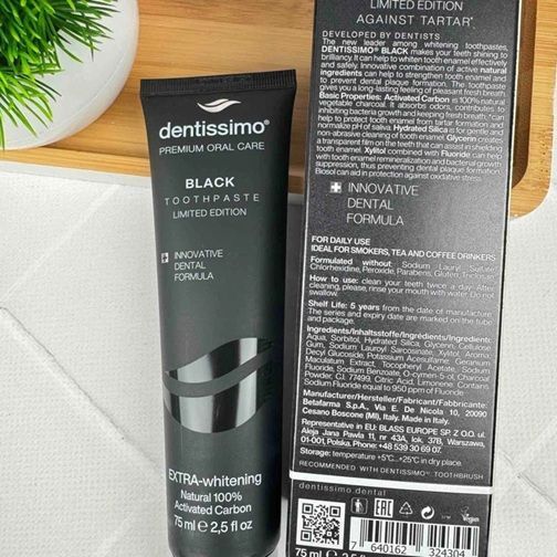 Зубная отбеливающая паста Dentissimo Black (Италия), 75 мл НФ-00000476 фото