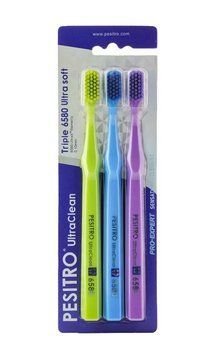 Набор зубных щеток Pesitro Ultra Soft 6580 (КНР), 3 шт НФ-00000638 фото