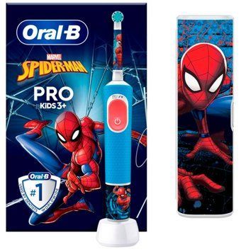 Электрическая детская зубная щетка с футляром Oral-B Pro Kids Spider man (Венгрия), от 3 лет НФ-00000617 фото